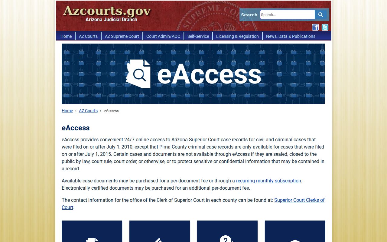 Yuma County criminal records document access through eAccess